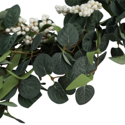 Living and Home Green and White Eucalyptus Leaf Artificial Topiary Wreath 55cm - Size: 55 x 55 x 4cm - Wilko - thumbnail 5