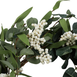 Living and Home Green and White Eucalyptus Leaf Artificial Topiary Wreath 55cm - Size: 55 x 55 x 4cm - Wilko - thumbnail 6