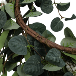 Living and Home Green and White Eucalyptus Leaf Artificial Topiary Wreath 55cm - Size: 55 x 55 x 4cm - Wilko - thumbnail 4
