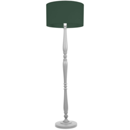 ValueLights Victoria Green Fabric Drum Shade Grey Wood Traditional Stem LED Floor Lamp - Size: 157 x 45 x 45cm - Wilko - thumbnail 1