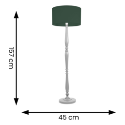 ValueLights Victoria Green Fabric Drum Shade Grey Wood Traditional Stem LED Floor Lamp - Size: 157 x 45 x 45cm - Wilko - thumbnail 7