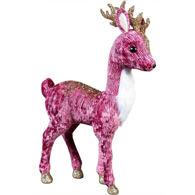 Shatchi Burgundy Reindeer Christmas Decoration 52cm - Size: 48 x 7 x 6cm - Pink - Wilko - image 1