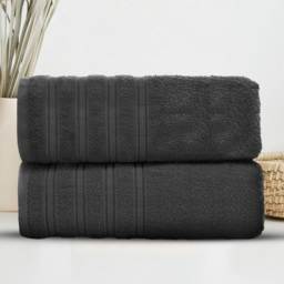 Velosso Hampi Cotton Charcoal Bath Sheet Set of 2 - Grey - Wilko - thumbnail 3