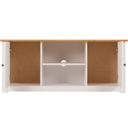 Seconique Panama 2 Door 2 Shelf White and Natural Wax TV Unit - Size: 40 x 120 x 50cm - Wilko - thumbnail 5