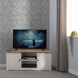 Seconique Panama 2 Door 2 Shelf White and Natural Wax TV Unit - Size: 40 x 120 x 50cm - Wilko - thumbnail 7
