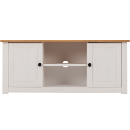 Seconique Panama 2 Door 2 Shelf White and Natural Wax TV Unit - Size: 40 x 120 x 50cm - Wilko - thumbnail 4