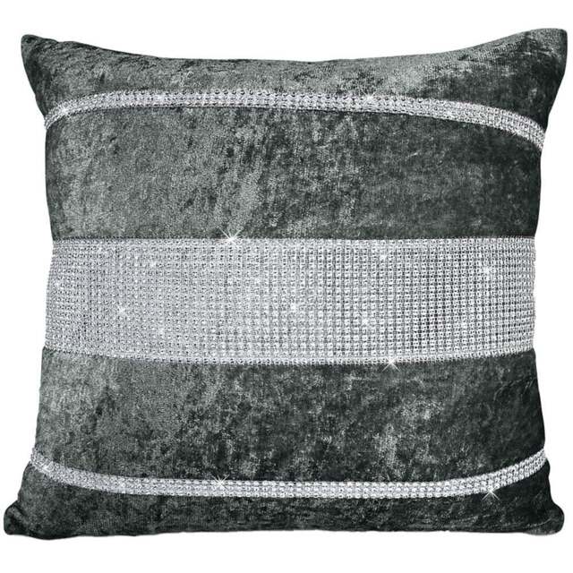 Intimates Topaz Diamante Charcoal Filled Cushion 43 x 43cm 2 Pack - Grey - Wilko - image 1