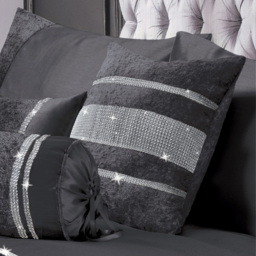 Intimates Topaz Diamante Charcoal Filled Cushion 43 x 43cm 2 Pack - Grey - Wilko - thumbnail 3