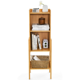 Costway 4 Shelf Bamboo Freestanding Bookcase - Size: 76 x 38 x 11cm - Cream - Wilko - thumbnail 4