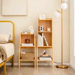 Costway 4 Shelf Bamboo Freestanding Bookcase - Size: 76 x 38 x 11cm - Cream - Wilko - thumbnail 5