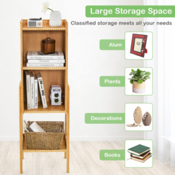 Costway 4 Shelf Bamboo Freestanding Bookcase - Size: 76 x 38 x 11cm - Cream - Wilko - thumbnail 6