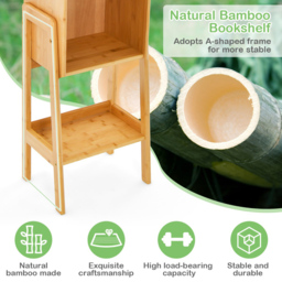 Costway 4 Shelf Bamboo Freestanding Bookcase - Size: 76 x 38 x 11cm - Cream - Wilko - thumbnail 7
