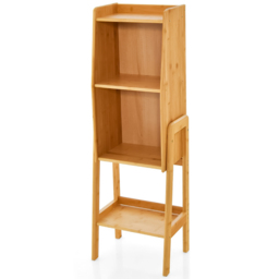 Costway 4 Shelf Bamboo Freestanding Bookcase - Size: 76 x 38 x 11cm - Cream - Wilko - thumbnail 3