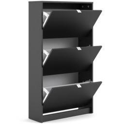 Florence Shoes 3 Flip Door Matt Black Double Layer Shoe Storage Cabinet - Furniture To Go - Wilko - thumbnail 6