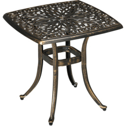 Outsunny Bronze Aluminium Garden Table with Umbrella Hole - Size: 54 x 54 x 52.5cm - Brown - Wilko - thumbnail 3