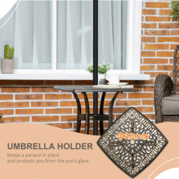 Outsunny Bronze Aluminium Garden Table with Umbrella Hole - Size: 54 x 54 x 52.5cm - Brown - Wilko - thumbnail 6