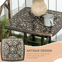 Outsunny Bronze Aluminium Garden Table with Umbrella Hole - Size: 54 x 54 x 52.5cm - Brown - Wilko - thumbnail 5