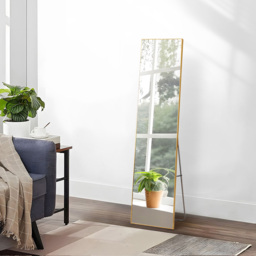 Living and Home Gold Slim Full Length Wall Mounted Mirror 150cm - Size: 150 x 40 x 30cm - Cream - Wilko - thumbnail 3