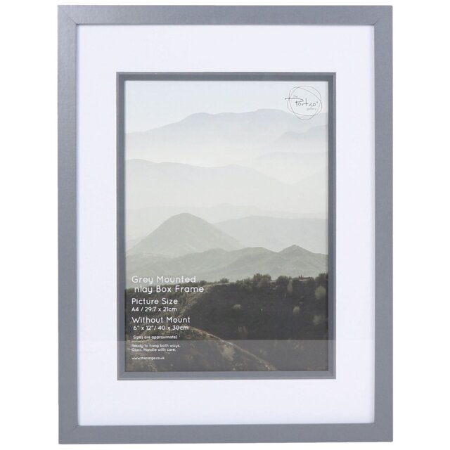 The Port. Co Gallery Grey Mounted Inlay Box Photo Frame A4 - Wilko - image 1