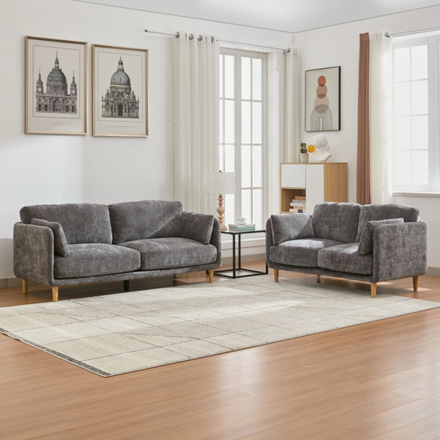 Furniture One 5 Seater Luxury Mid Century Sofa Set - Grey - Wilko - image 1