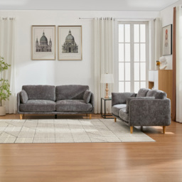 Furniture One 5 Seater Luxury Mid Century Sofa Set - Grey - Wilko - thumbnail 4