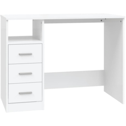 vidaXL 3 Drawer Single Shelf Computer Desk White - Size: 76 x 102 x 50cm - Wilko - thumbnail 3