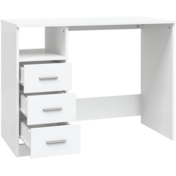 vidaXL 3 Drawer Single Shelf Computer Desk White - Size: 76 x 102 x 50cm - Wilko - thumbnail 5