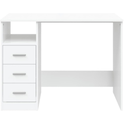 vidaXL 3 Drawer Single Shelf Computer Desk White - Size: 76 x 102 x 50cm - Wilko - thumbnail 4