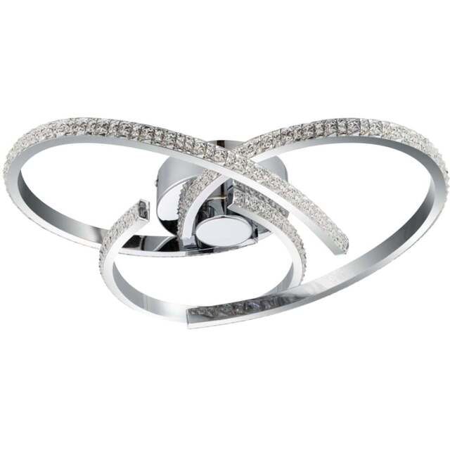 Cosylyte Moora 3 Light Chrome Curved Beaded LED Ceiling Light - Size: 45 x 42 x 16cm - Silver - Wilko