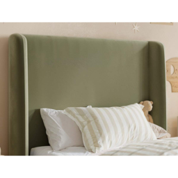 Flair Alma Single Olive Green Velvet Bed Frame with Winged Headboard - Wilko - thumbnail 5