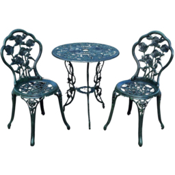 Home Source 2 Seater Green Cast Aluminium Rose Patio Bistro Set - Wilko - thumbnail 3