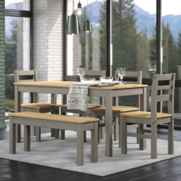 Core Products Corona Linea 6 Seater Large Dining Table Bench Set Grey - Wilko - thumbnail 6