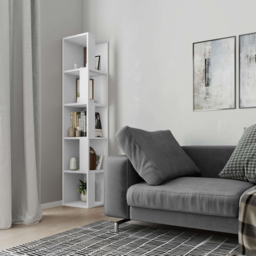 Decortie Piano 5 Shelf White Modern Corner Tall Bookcase - Wilko - thumbnail 4