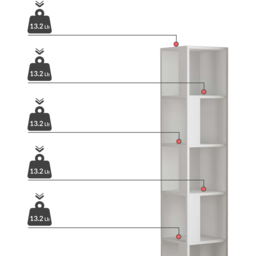 Decortie Piano 5 Shelf White Modern Corner Tall Bookcase - Wilko - thumbnail 6