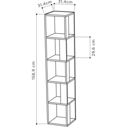 Decortie Piano 5 Shelf White Modern Corner Tall Bookcase - Wilko - thumbnail 7