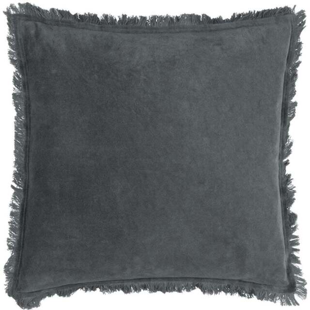 Yard Jaye Slate Velvet Fringed Cushion - Size: 45 x 45 cm - Grey - Yard Living - Wilko - image 1