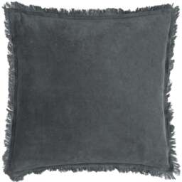 Yard Jaye Slate Velvet Fringed Cushion - Size: 45 x 45 cm - Grey - Yard Living - Wilko