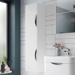 nuie Parade 2 Door Gloss White Wall Hung Tall Cabinet - Size: 1399 x 356 x 253mm - Wilko