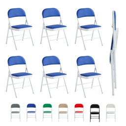 Set of 6 Blue Padded Folding Metal Dining Chairs - MCC - Wilko - thumbnail 3