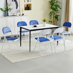 Set of 6 Blue Padded Folding Metal Dining Chairs - MCC - Wilko - thumbnail 7