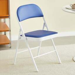 Set of 6 Blue Padded Folding Metal Dining Chairs - MCC - Wilko