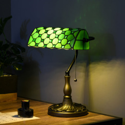 Portland Green Stained Glass Vintage Table Lamp - Size: 38 x 19 x 26cm - Wilko - thumbnail 3