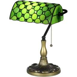 Portland Green Stained Glass Vintage Table Lamp - Size: 38 x 19 x 26cm - Wilko