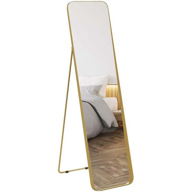 HOMCOM Gold Tone Rectangular Full Length Mirror 40 x 160cm - Size: 13 x 49 x 169cm - Wilko - image 1