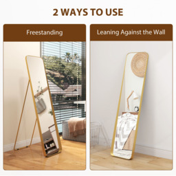 HOMCOM Gold Tone Rectangular Full Length Mirror 40 x 160cm - Size: 13 x 49 x 169cm - Wilko - thumbnail 6