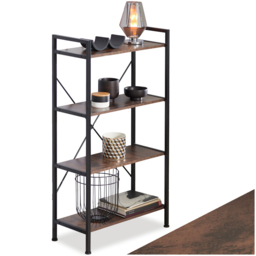 tectake Leeds 4 Shelf Industrial Dark Wood Bookcase - Brown - Wilko - thumbnail 3
