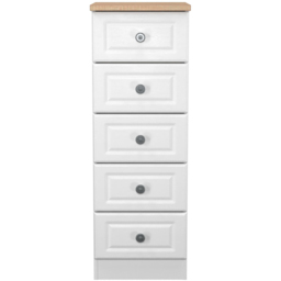 Crowndale Norfolk 5 Drawer White Ash and Bardolino Oak Tall Bedside Cabinet Ready Assembled - White Ash & Bardolino Oak - Wilko - thumbnail 3