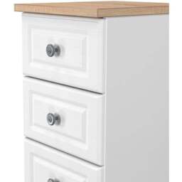 Crowndale Norfolk 5 Drawer White Ash and Bardolino Oak Tall Bedside Cabinet Ready Assembled - White Ash & Bardolino Oak - Wilko - thumbnail 7