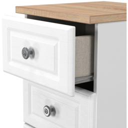 Crowndale Norfolk 5 Drawer White Ash and Bardolino Oak Tall Bedside Cabinet Ready Assembled - White Ash & Bardolino Oak - Wilko - thumbnail 6