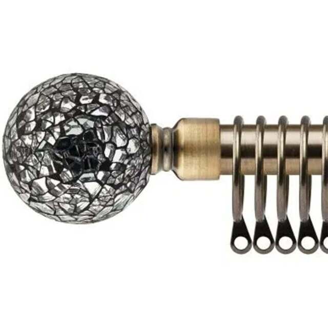 New Edge Blinds 160-300cm Extendable Brass Mirrored Metal Curtain Pole - Size: 160 - 300cm - Gold - Wilko - image 1